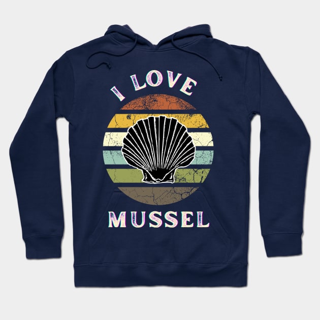 I Love Mussel - Vintage Retro Hoodie by Adam4you